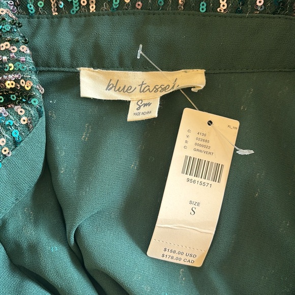 NWT green Sequin Stripe Mini Shirt Dress - Picture 8 of 12